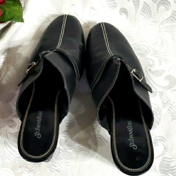 St John's Bay black leather womens mule size 10M New - Picture 7 of 9